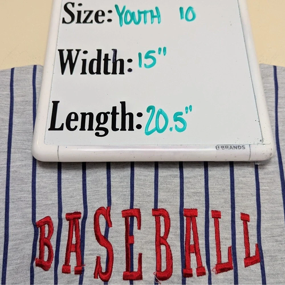 Vintage Baseball‎ Pinstripe All Star Slugger Embroidered 90s Shirt Youth 8-10